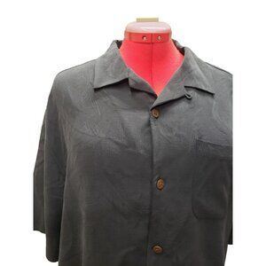 Tommy Bahama Black Silk Shirt, Short Sleeve, Original Fit, Size L, Button up